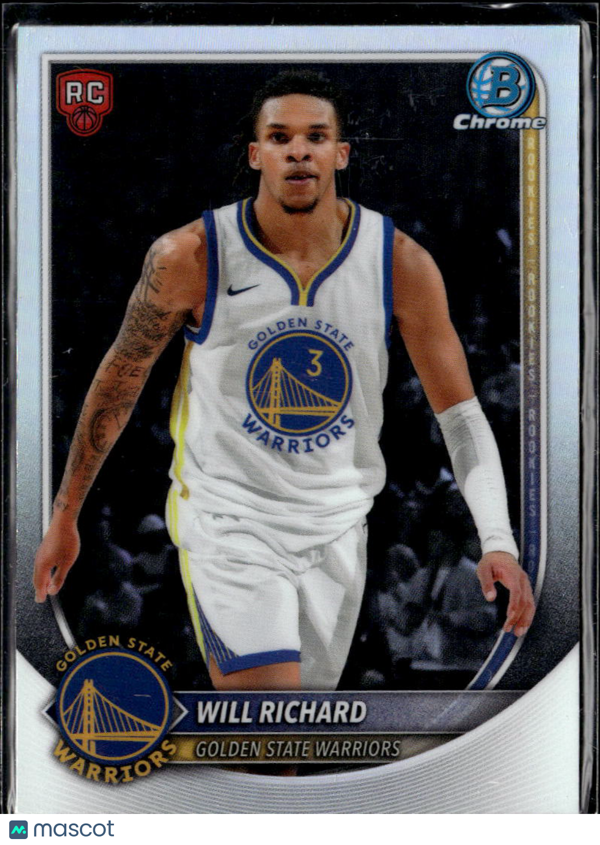 Will Richard 2025 Bowman Chrome RC RED Rookie Refractor Golden State Warriors