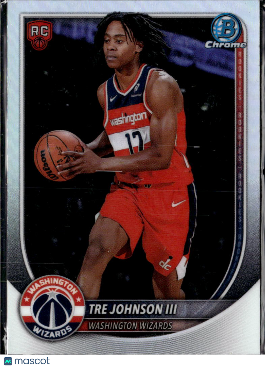 Tre Johnson III 2025 Bowman Chrome RC RED Rookie Refractor Washington Wizards