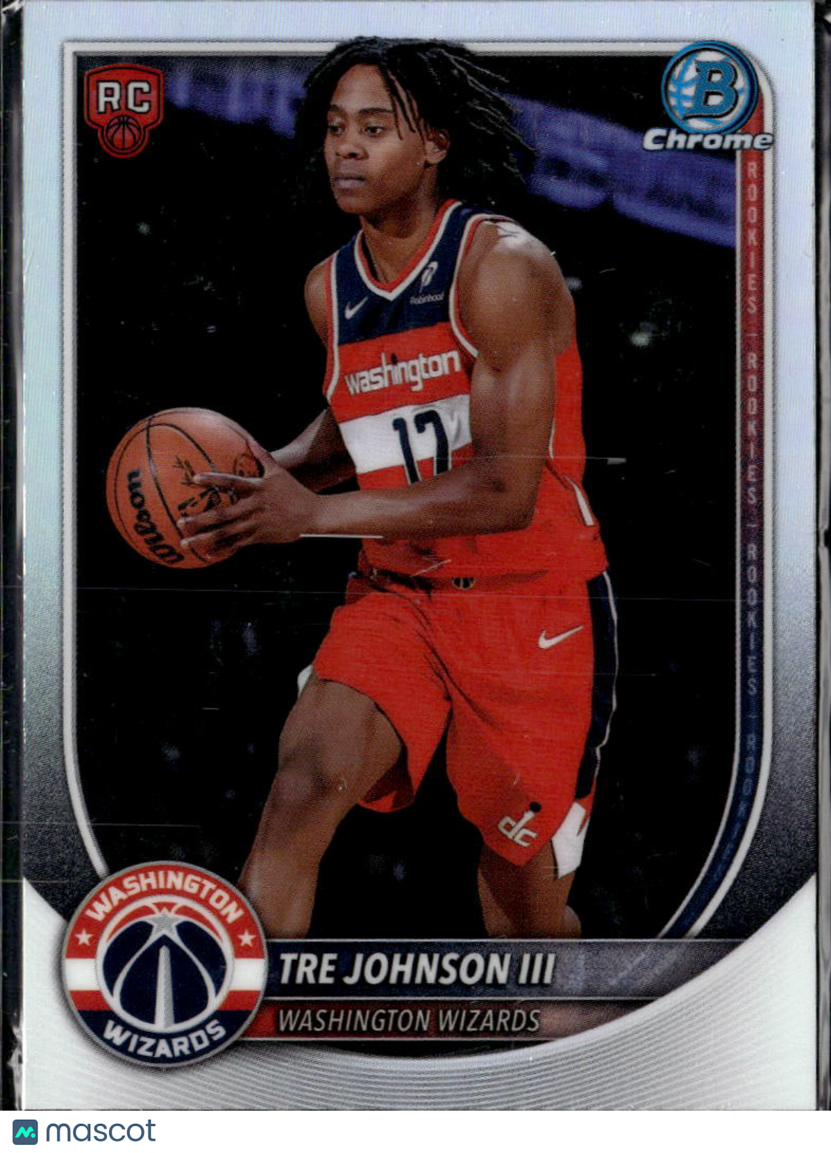 Tre Johnson III 2025 Bowman Chrome RC RED Rookie Refractor Washington Wizards