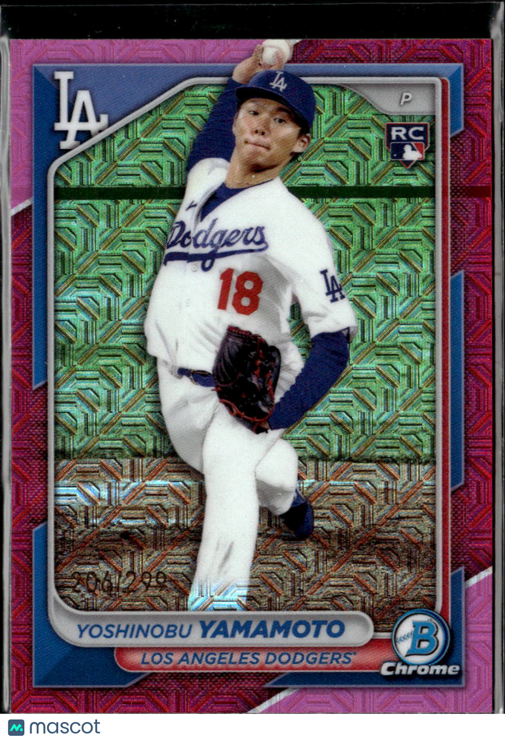 Yoshinobu Yamamoto 2024 Bowman Chrome Pink Refractor RC 206/299 LA Dodgers