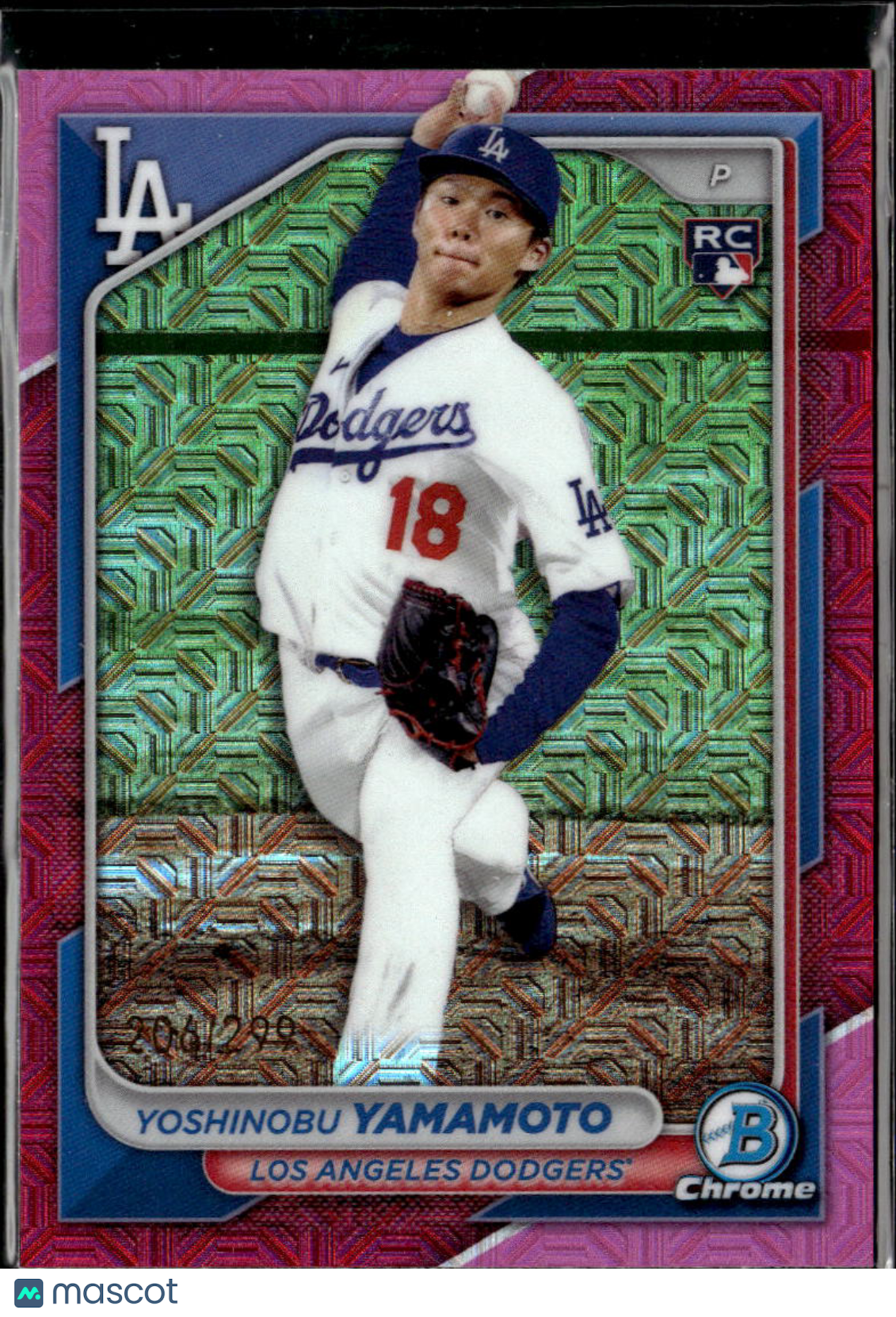Yoshinobu Yamamoto 2024 Bowman Chrome Pink Refractor RC 206/299 LA Dodgers