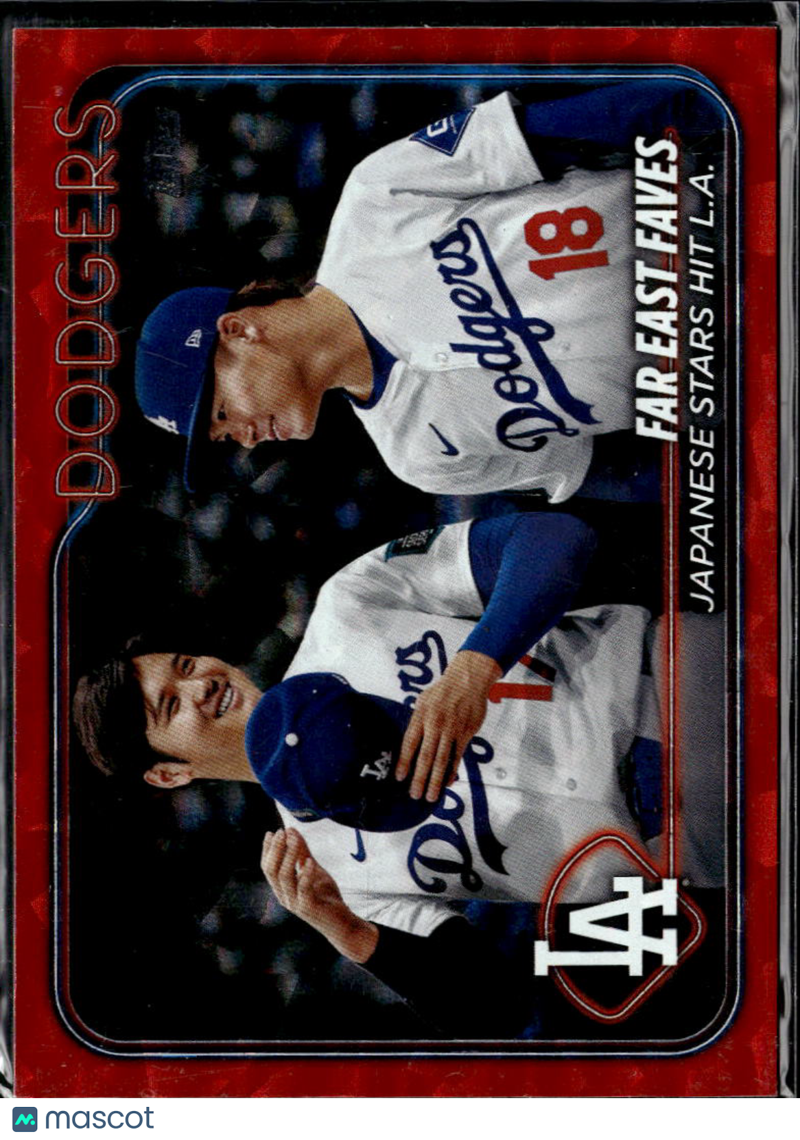 Yoshinobu Yamamoto Shohei Ohtani 2024 Topps Far East Faves Red RC /199 Dodgers