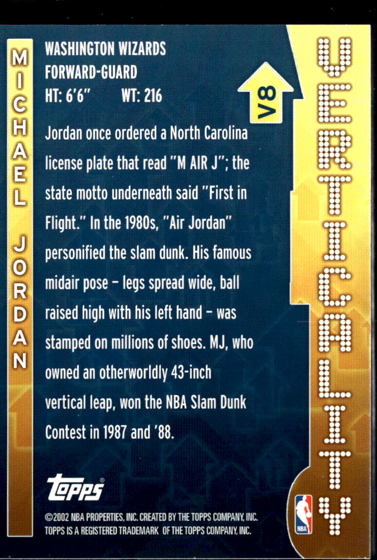 Michael Jordan 2002 Topps Verticality Insert #V8 Washington Wizards