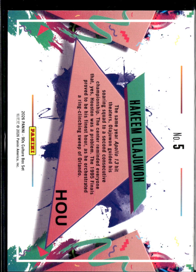 Hakeem Olajuwon 2026 Panini 90s Culture Box Set Color Blast CASE HIT Rockets