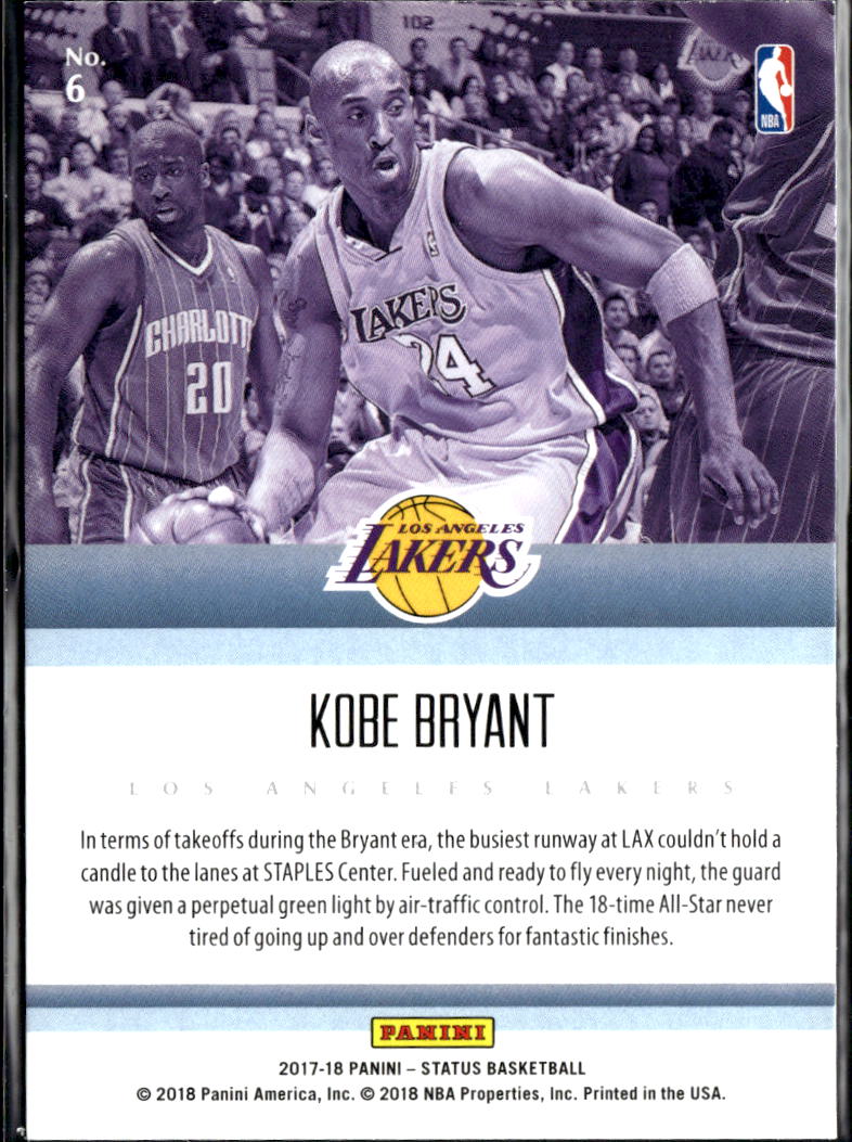 Kobe Bryant 2017-18 Panini Status Insert Los Angeles Lakers
