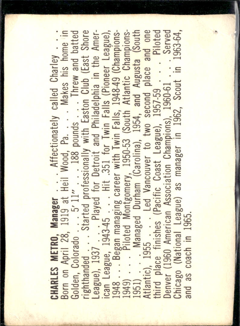 Charles Metro 1966 Pepsi-Cola Tulsa Oilers