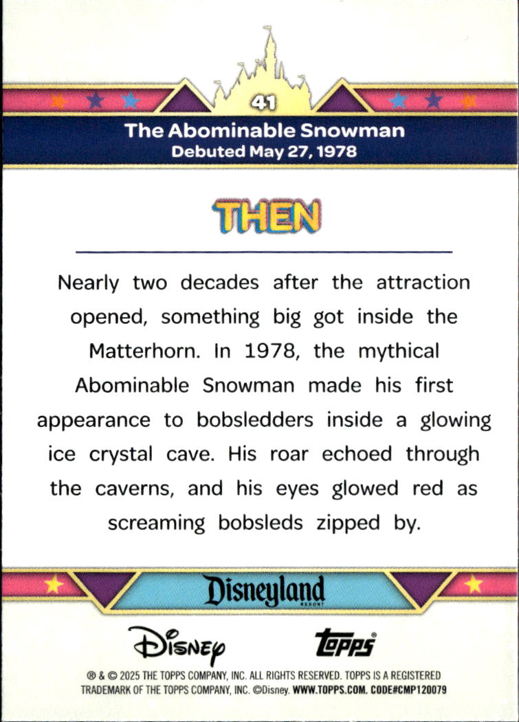 Abominable Snowman 2025 Topps Disneyland 70 Blue 95/99 #41
