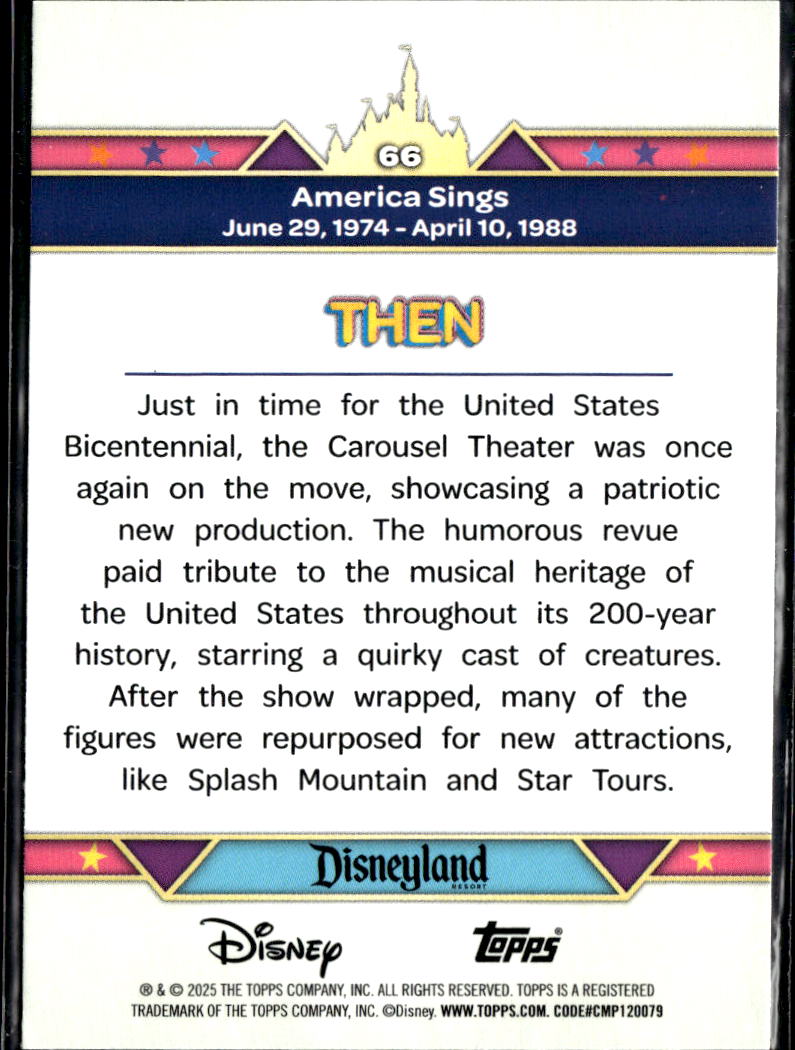 America Sings 2025 Topps Disneyland 70 64/150 #66