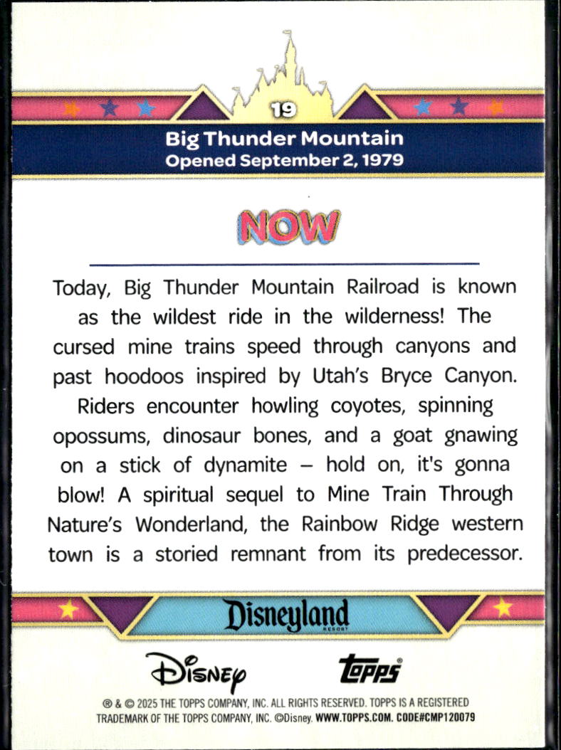 Big Thunder Mountain 2025 Topps Disneyland 70th Anniversary 150/150 #19