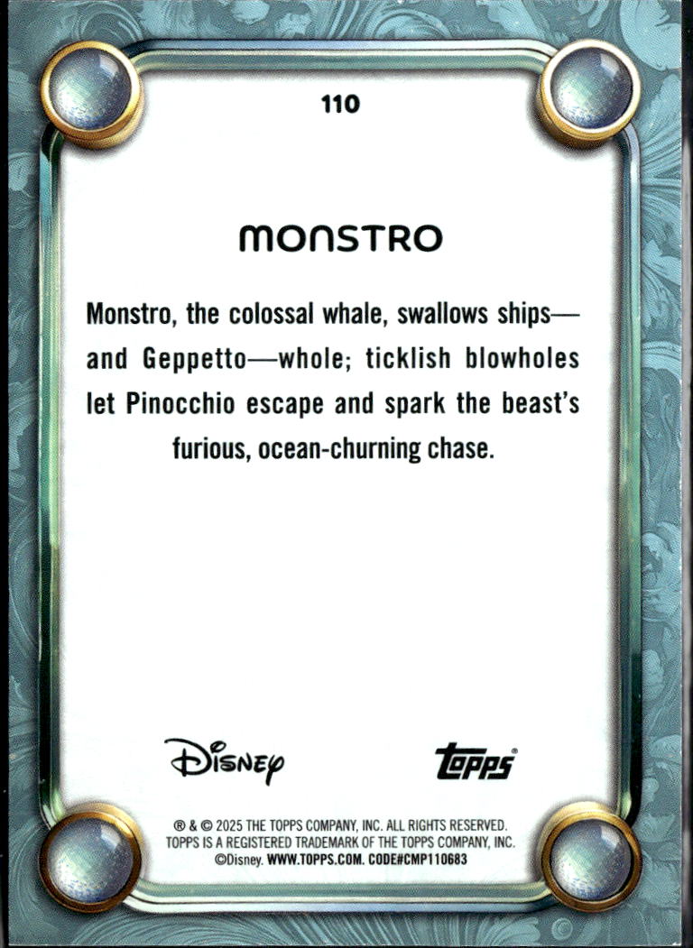 Monstro 2025 Topps Disney Wonder Orange Foil 4/25 #110