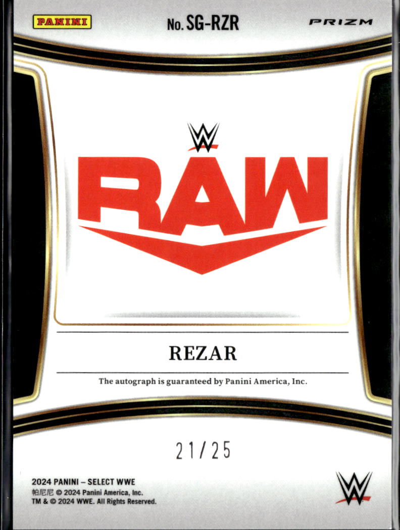 Rezar 2024 Select WWE Auto Autograph Tie-Dye Prizm 21/25 Raw