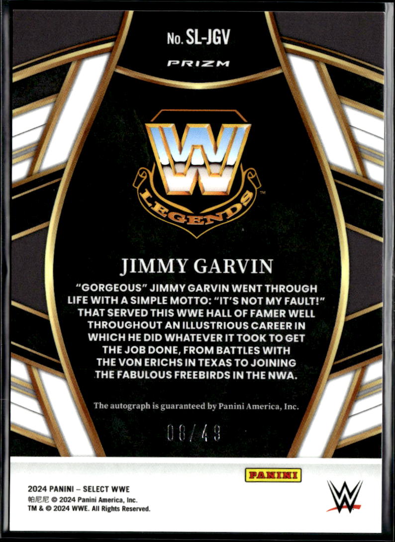 Jimmy Garvin 2024 Select WWE Auto Autograph Blue Prizm 8/49