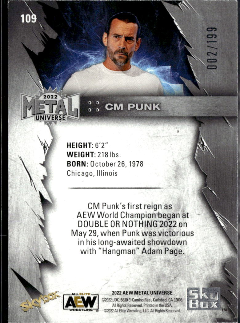 CM Punk 2022 SkyBox Metal Universe AEW Purple PMG Precious Metal Gems /199