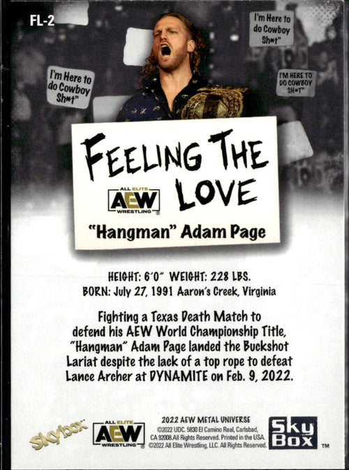"Hangman" Adam Page 2022 SkyBox Metal Universe AEW Feeling the Love