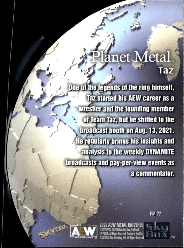 Taz 2022 SkyBox AEW Metal Universe Planet Metal