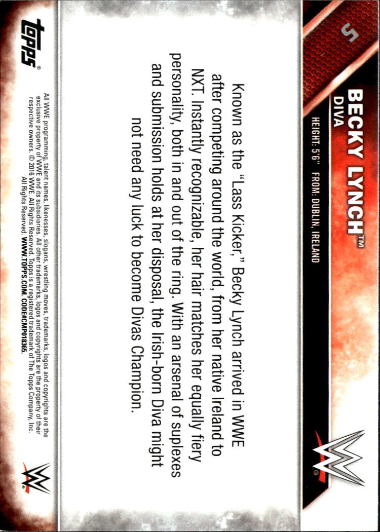 Becky Lynch 2016 Topps WWE RC Rookie #5