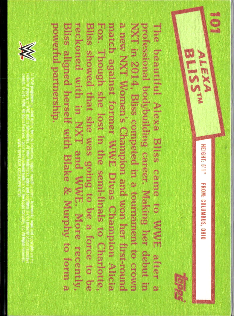 Alexa Bliss 2014 Topps WWE Rookie RC #101