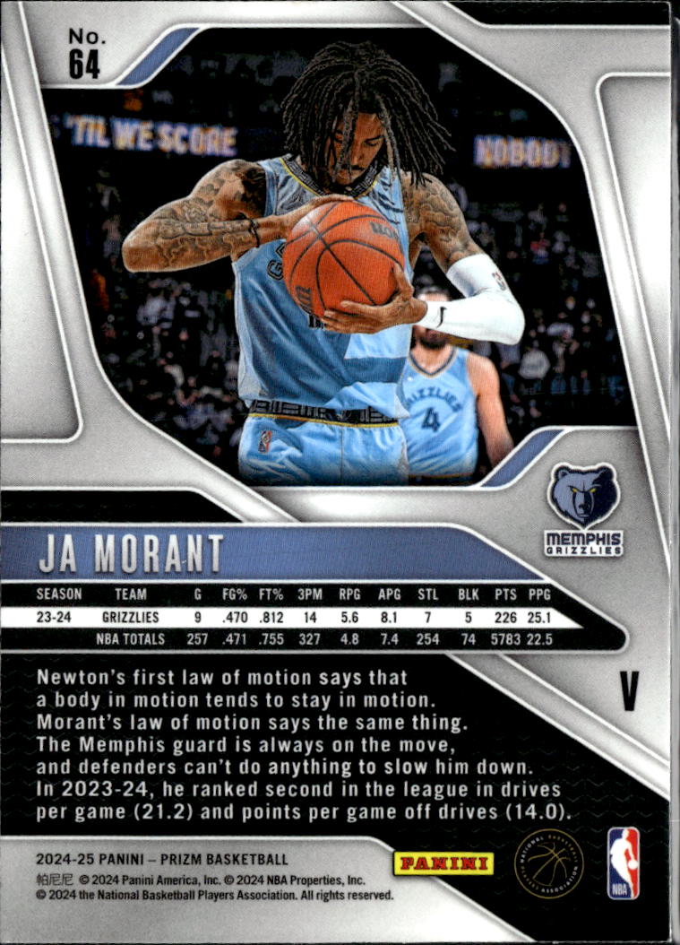 Ja Morant 2024-25 Prizm Variation SSP #64 Memphis Grizzlies