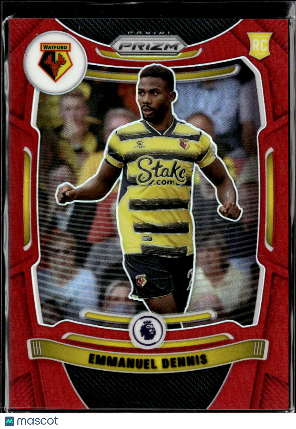 Emmanuel Dennis 2021 Panini Prizm Premier League RC Red /199 Watford