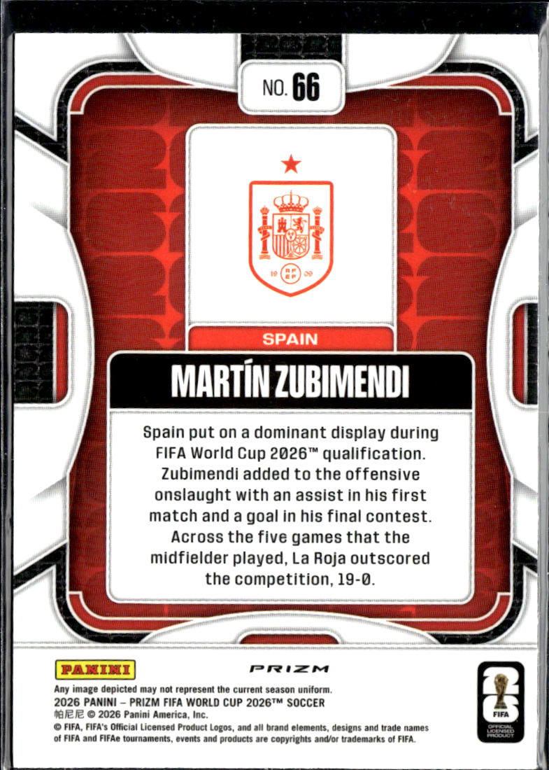 Martín Zubimendi 2026 Panini Prizm FIFA World Cup Wave Prizm Spain