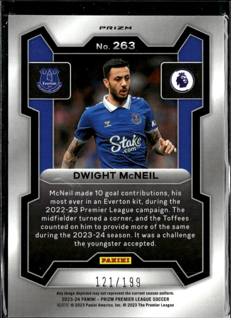 Dwight McNeil 2023 Panini Prizm Premier League Soccer Red /199 Everton