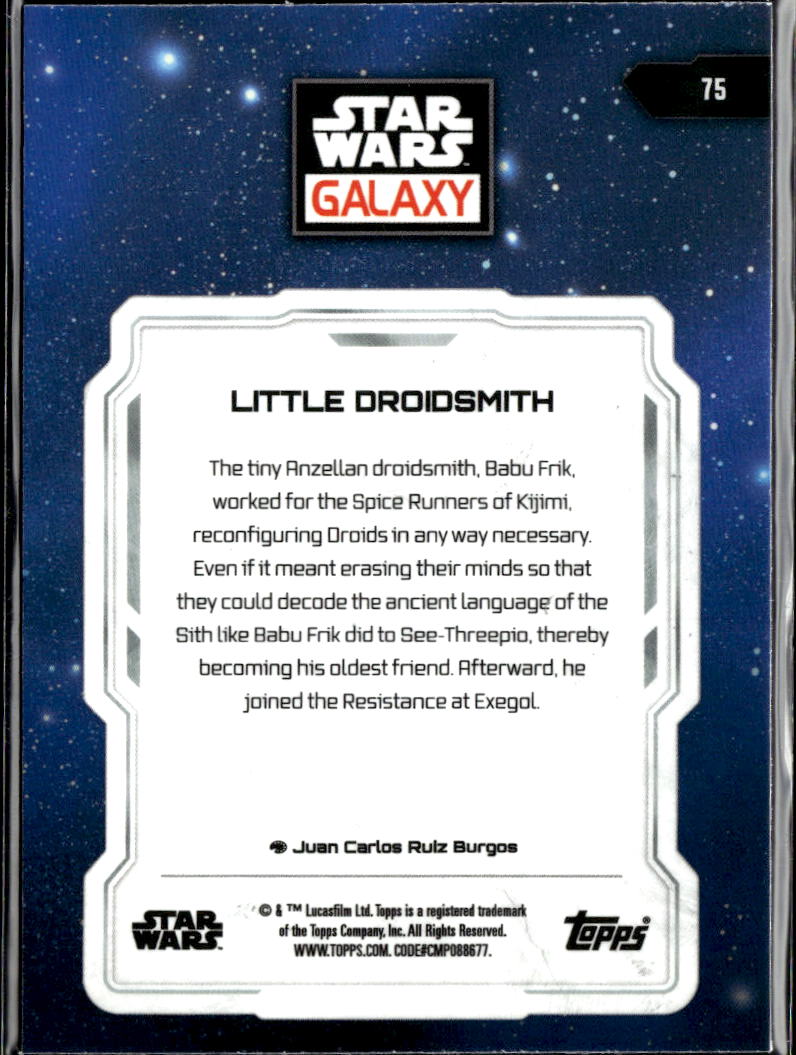 Little Driodsmith Topps Star Wars Galaxy Mini Diamond Refractor #75
