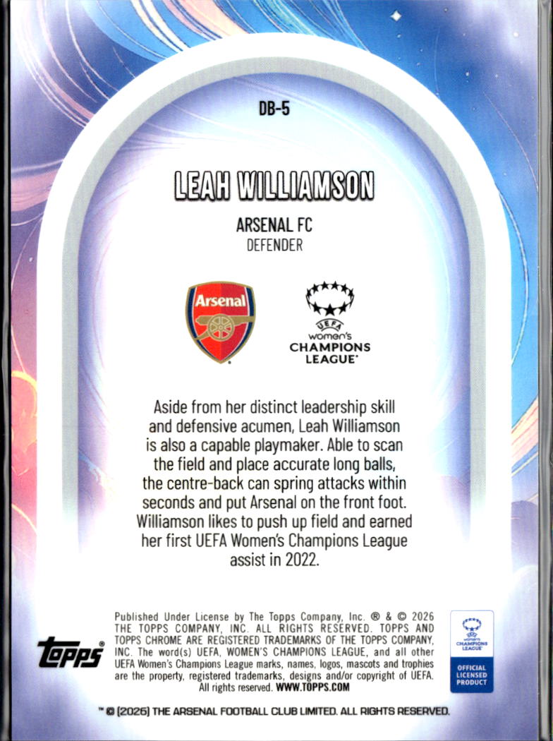 Leah Williamson 2026 Topps Chrome  Women's Dreamballer Green /99 Arsenal FC
