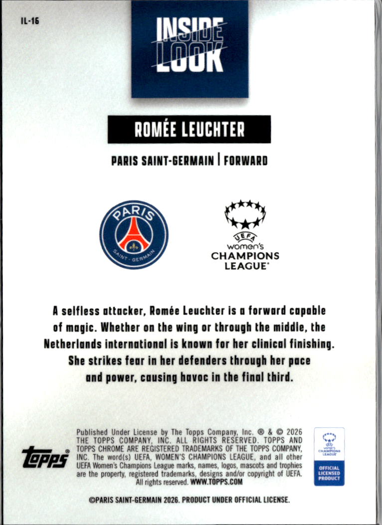 Romee Leuchter 2026 Topps Chrome UEFA Women's Blue /75 Paris Saint-Germain