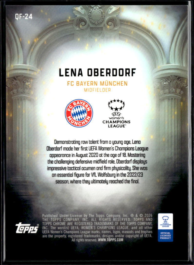 Lena Oberdorf 2026 Topps Chrome UEFA Women's Queens Green /99 FC Bayern München