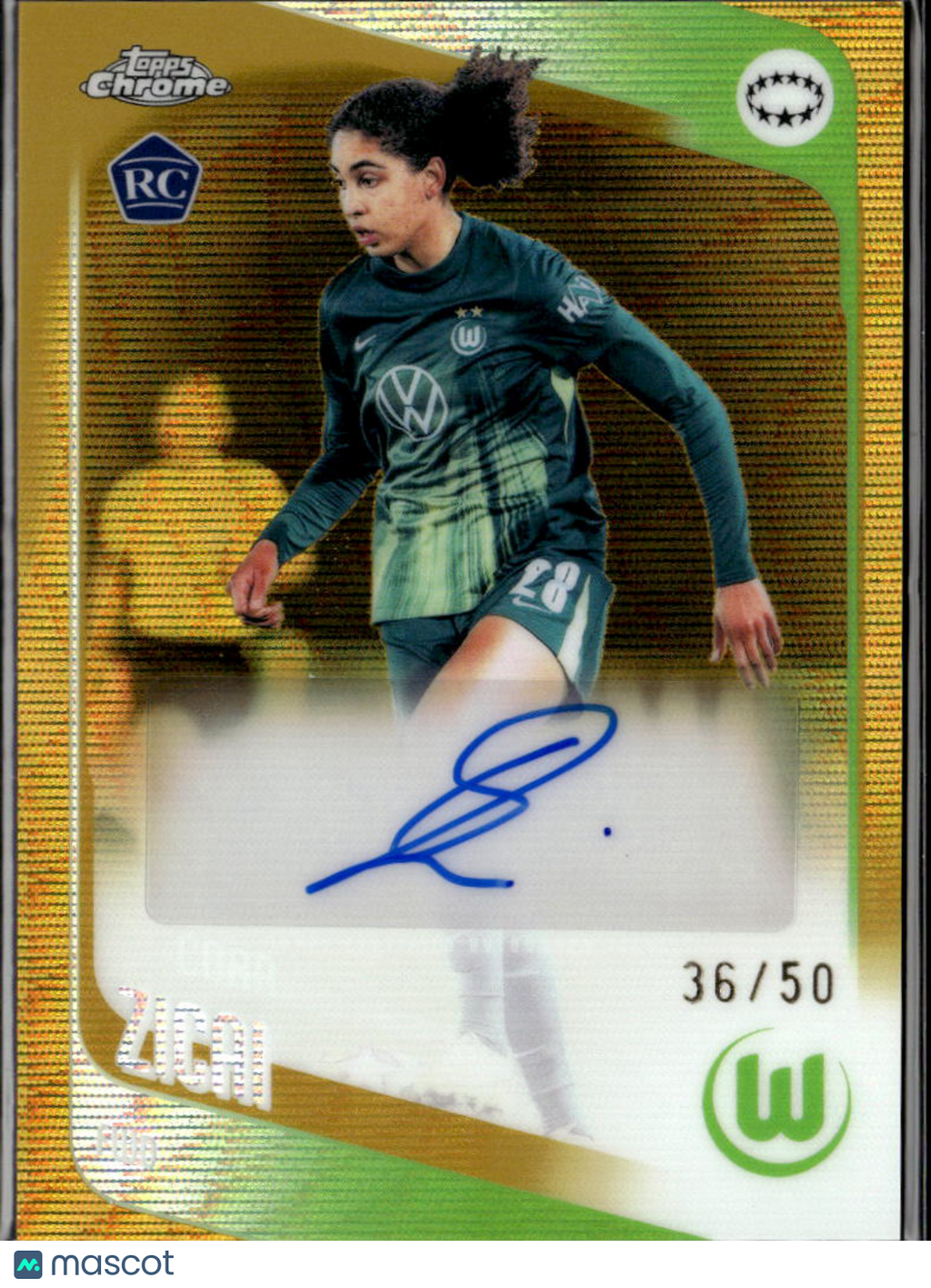 Cora Zicai 2026 Topps Chrome UEFA Women's Auto Autograph GOLD RC /50 Wolfsburg