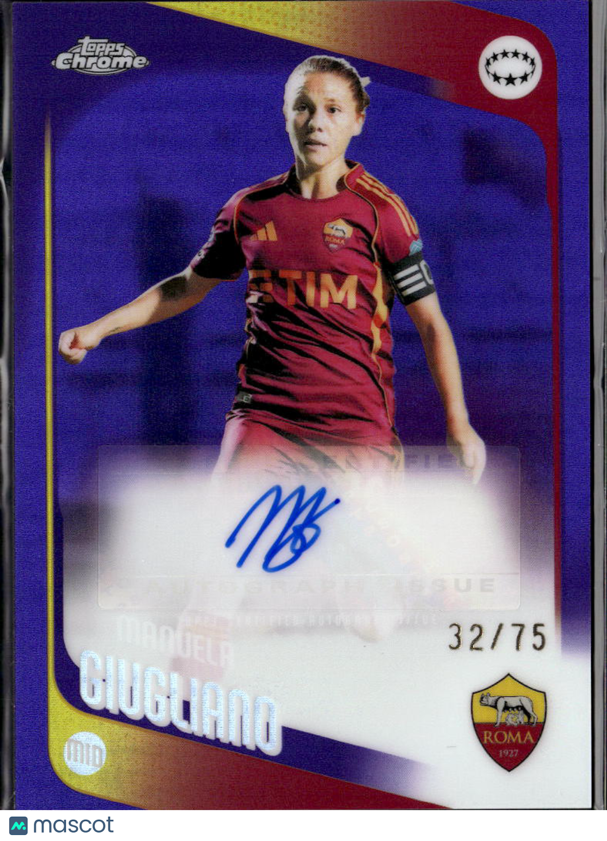 Manuela Giugliano 2026 Topps Chrome UEFA Women's Auto Autograph Purple /75  Roma