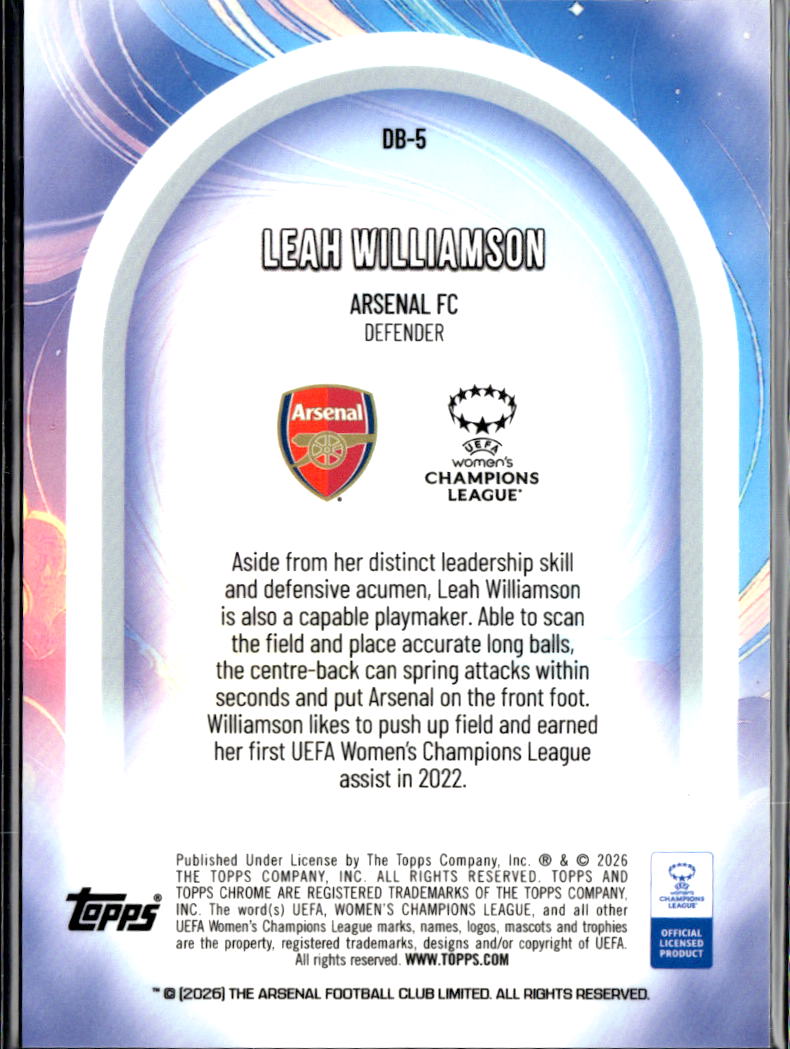Leah Williamson 2026 Topps Chrome Women's Dreamballer Arsenal FC
