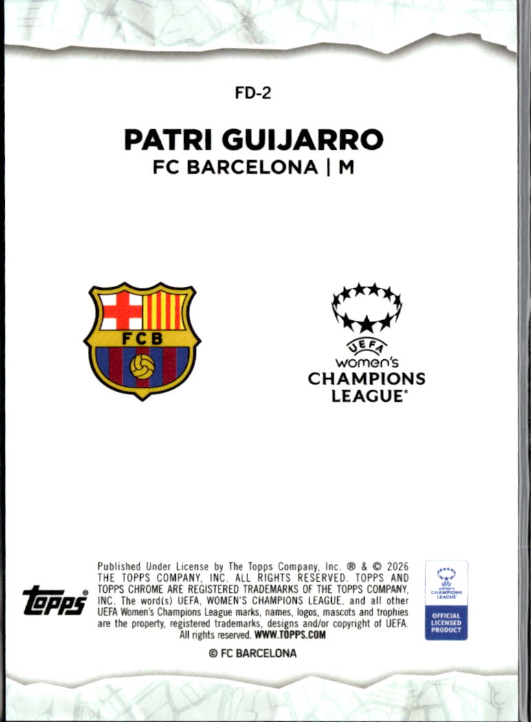 Patri Guijarro 2026 Topps Chrome UEFA Women's Final Destination FC Barcelona