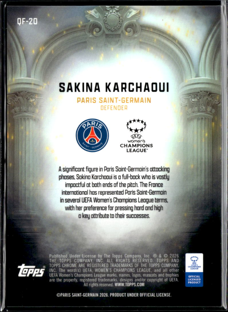 Sakina Karchaoui 2026 Topps Chrome Women's Queens Football Paris Saint-Germain