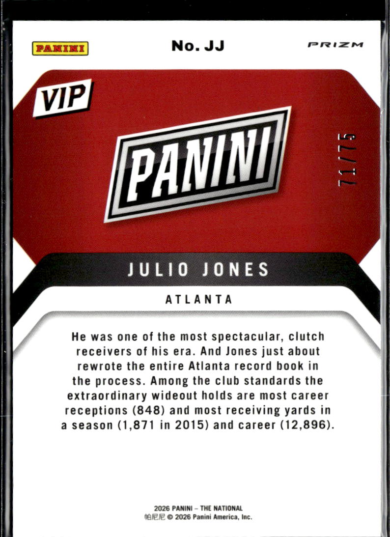 Julio Jones 2026 Panini Prizm National VIP Blue 71/75 Atlanta Falcons