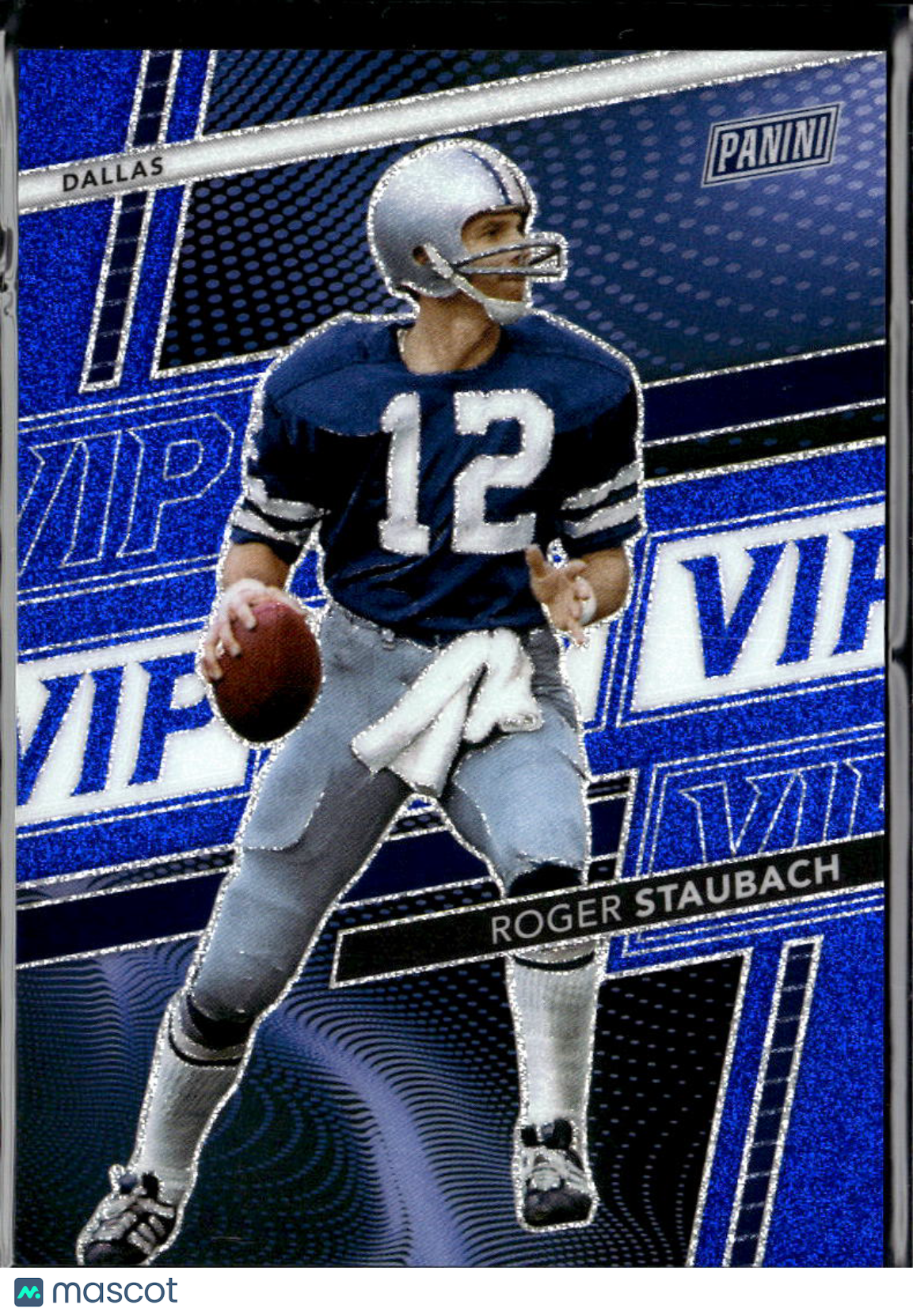 Roger Staubach 2026 Panini Prizm National VIP Blue /75 Dallas Cowboys