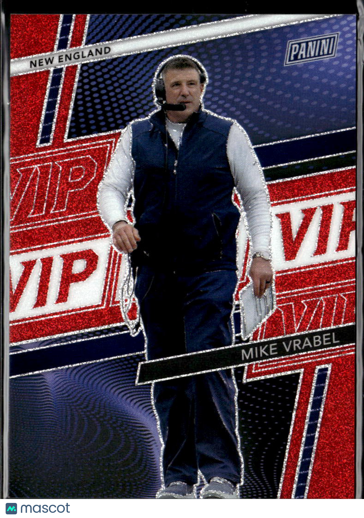 Mike Vrabel 2026 Panini Prizm The National VIP Red 80/99 New England Patriots
