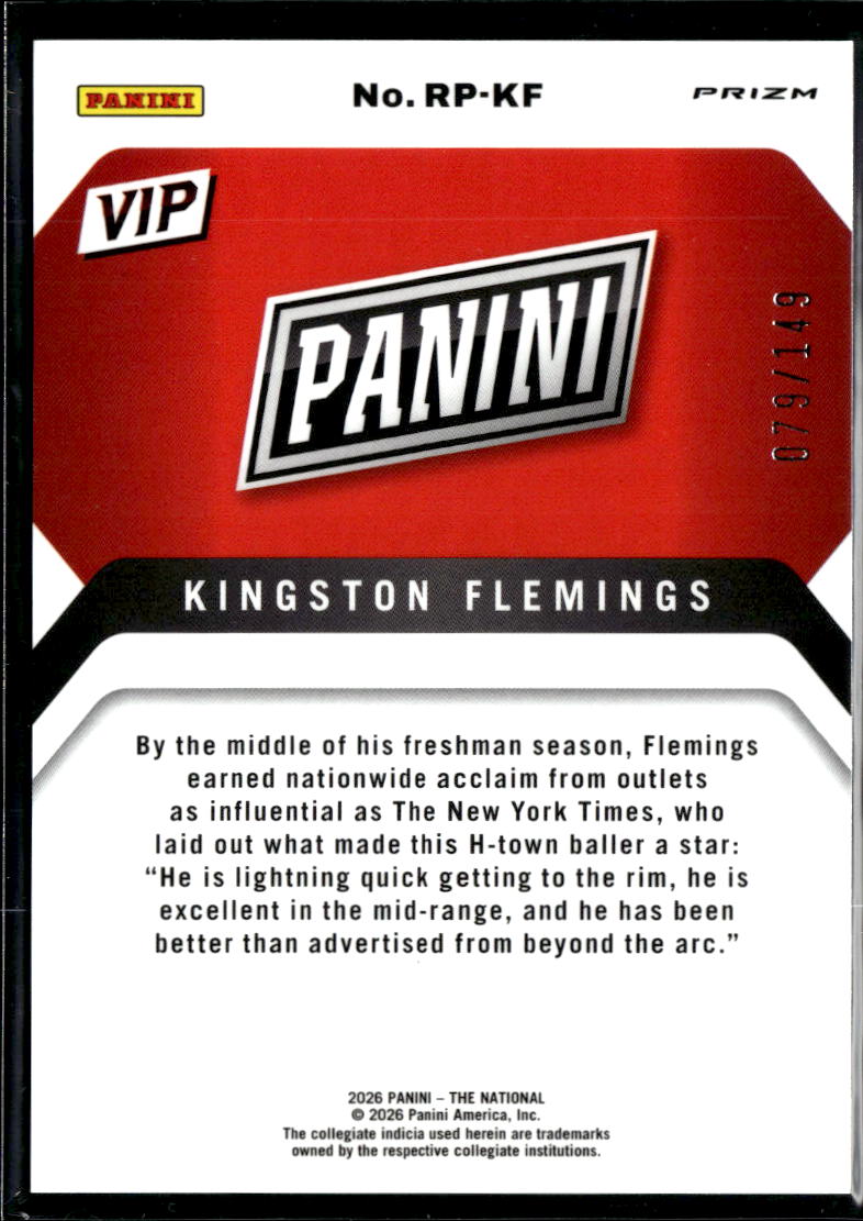 Kingston Flemings 2026 Panini Prizm VIP Purple 79/149