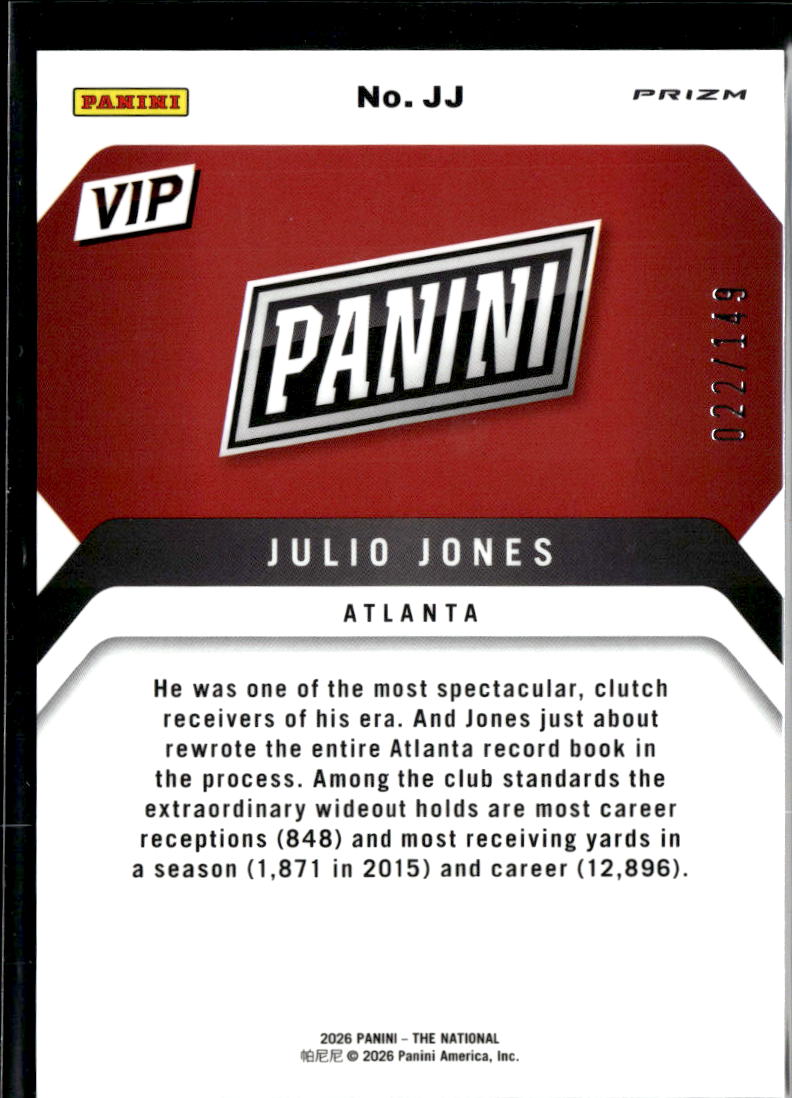 Julio Jones 2026 Panini Prizm VIP Purple 22/149 Atlanta Falcons