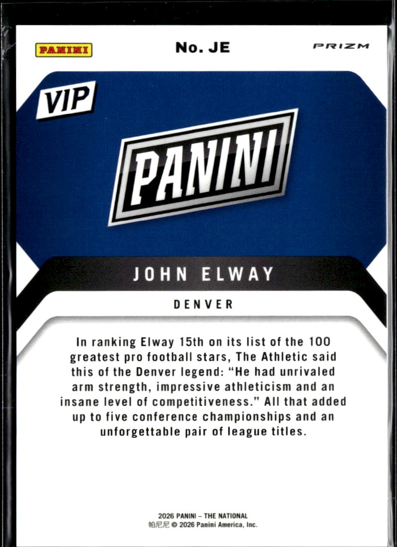 John Elway 2026 Panini Prizm VIP White Knight SSP SHORTPRINT Denver Broncos