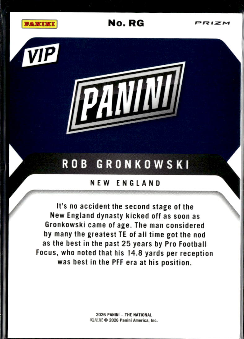 Rob Gronkowski 2026 Panini Prizm VIP Black Lava SSP New England Patriots