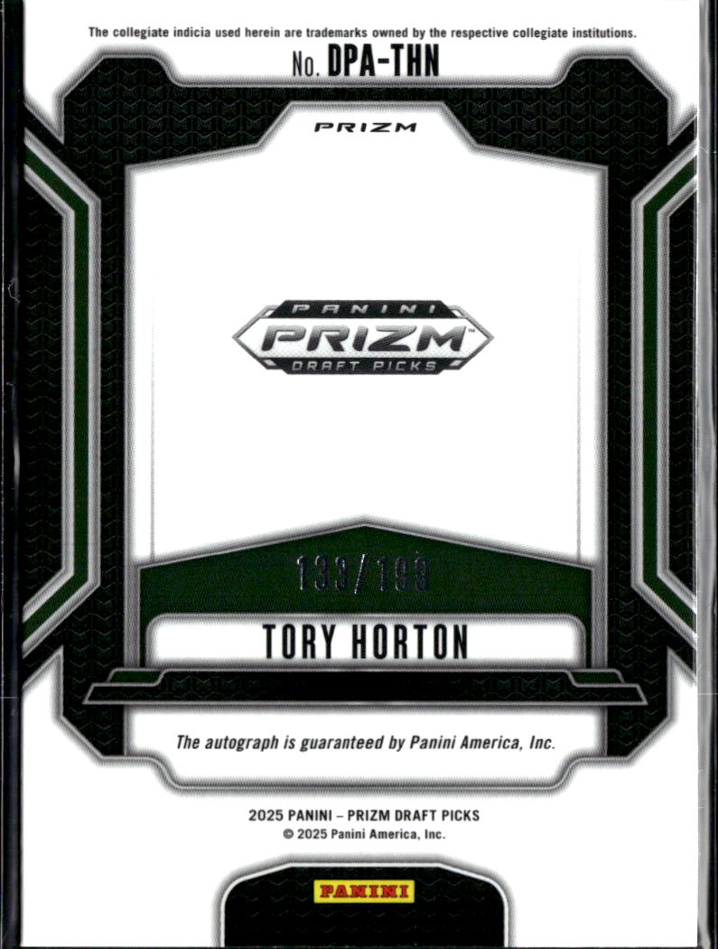 Tory Horton 2025 Prizm Draft Auto Autograph RC Seattle Seahawks 133/199
