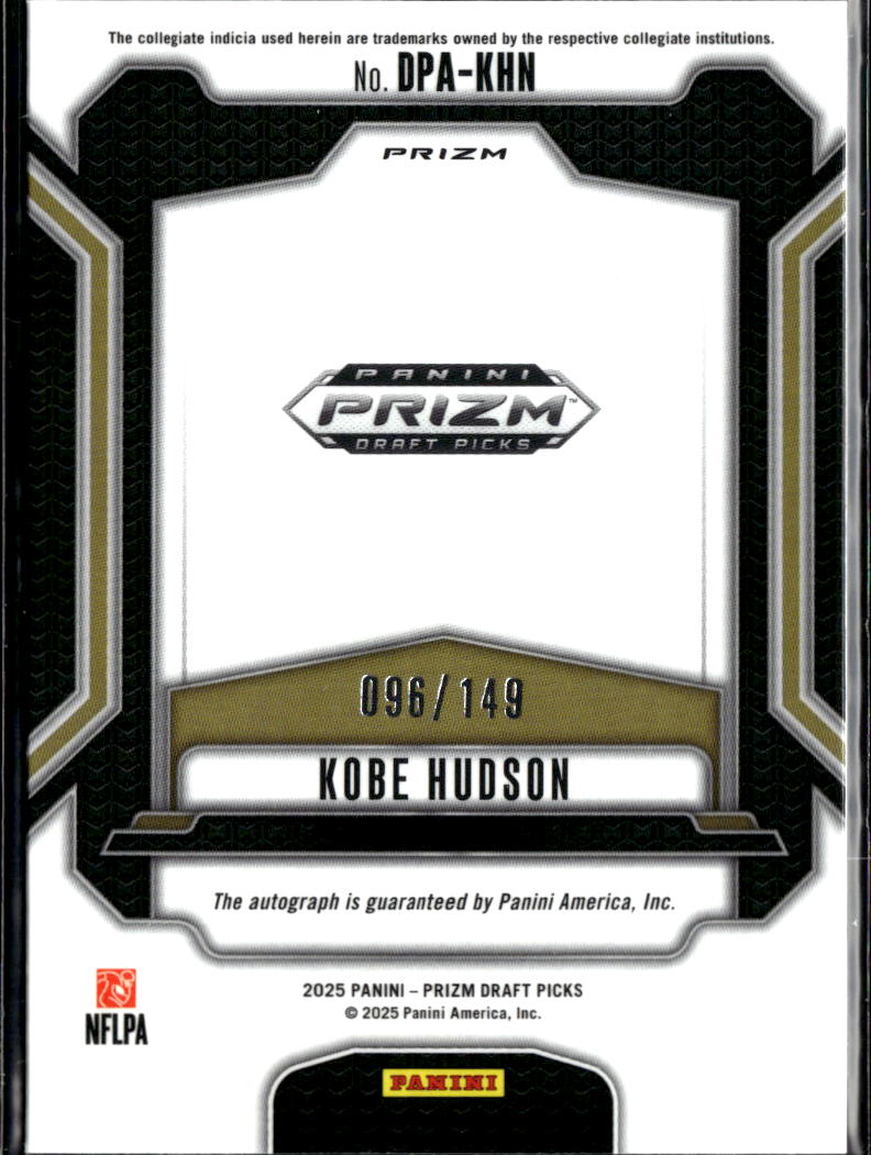 Kobe Hudson 2025 Prizm Draft Auto Autograph RC UCF 96/149