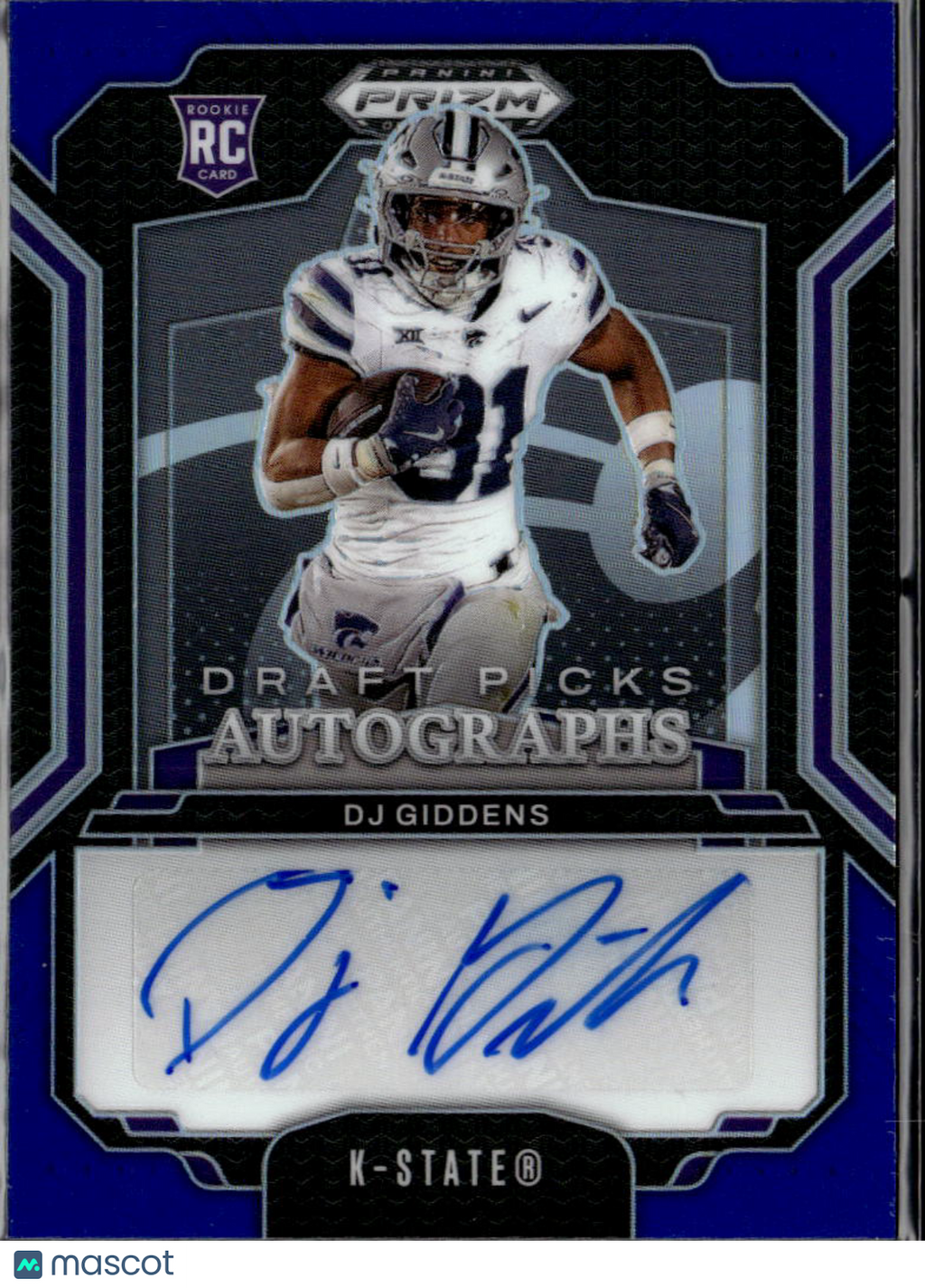 DJ Giddens 2025 Prizm Draft Auto Autograph RC /249 Kansas State Wildcats