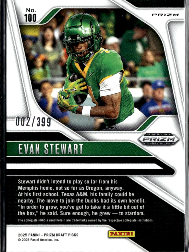 Evan Stewart 2025 Prizm Draft Rookie RC Red /399 Oregon Ducks