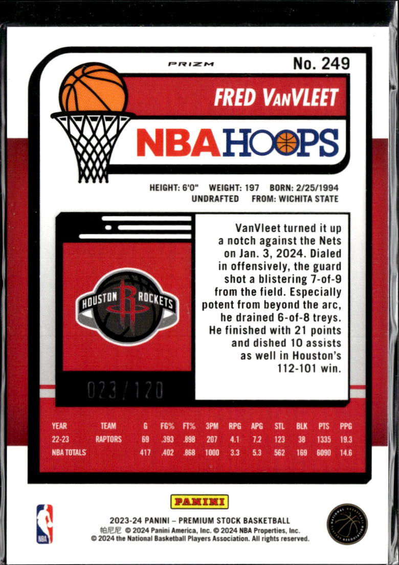 Fred VanVleet 2024 NBA Hoops Stock Blue /120 Houston Rockets