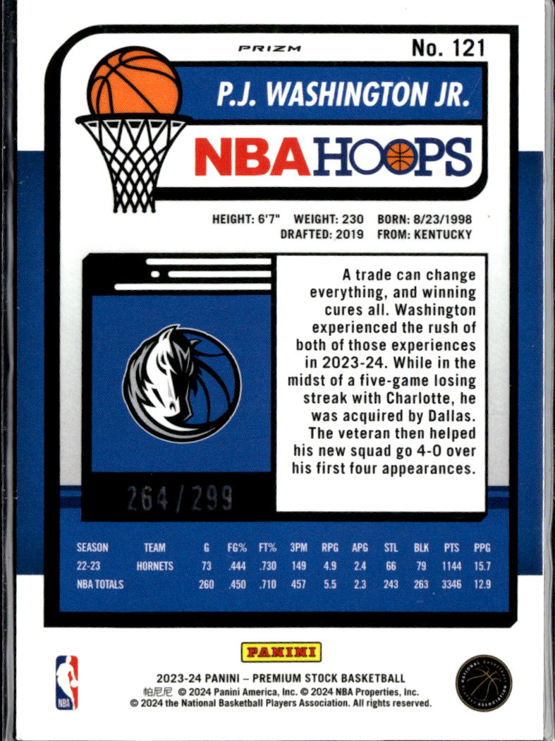 P.J. Washington Jr. 2024 NBA Hoops Orange /299 Dallas Mavericks