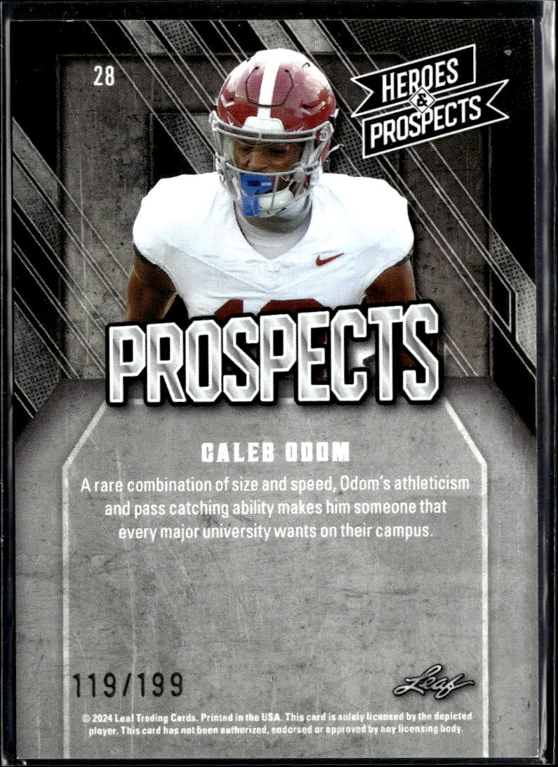 Caleb Odom 2024 Leaf Heroes & Prospects /199 Alabama Crimson Tide