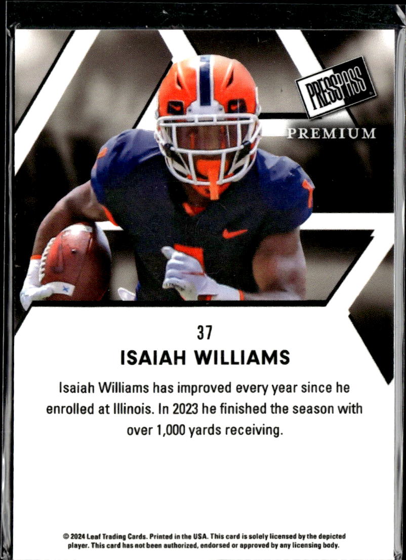 Isaiah Williams 2024 Press Pass Premium RC Illinois Fighting Illini