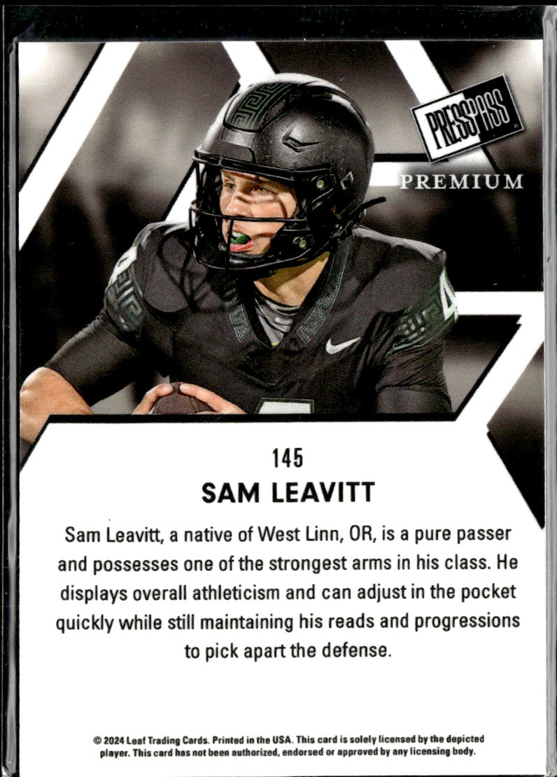 Sam Leavitt 2024 Leaf Press Pass Premium Rookie RC LSU